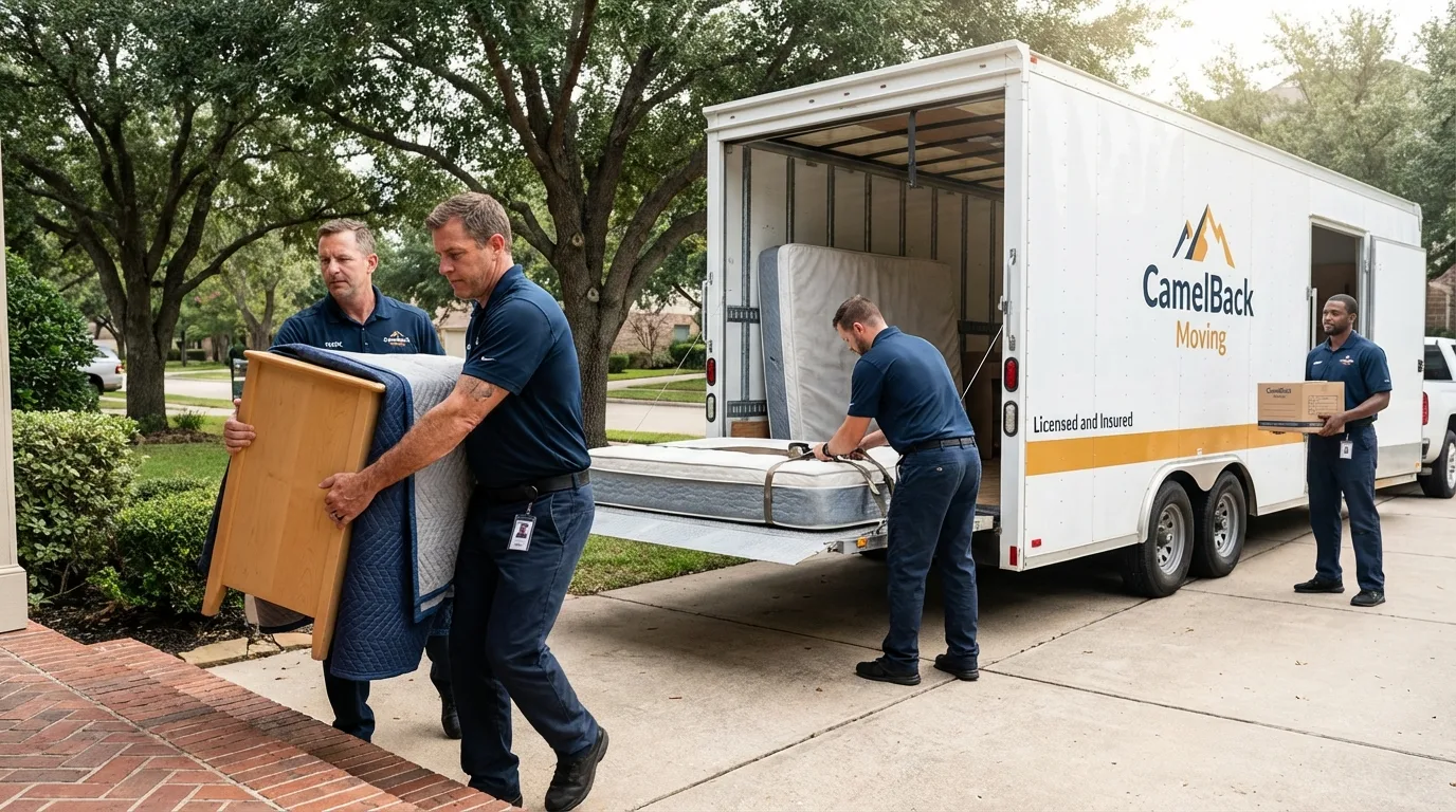 Crew loading residential truck for cross-state move from Horseheads, NY